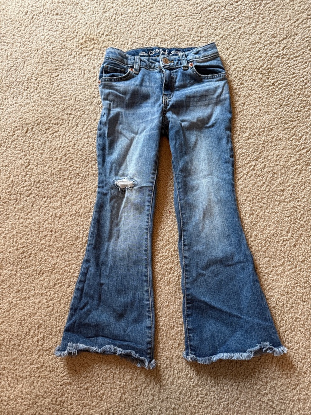 Girls Cat & Jack size 6 Distressed Blue Flare Jeans